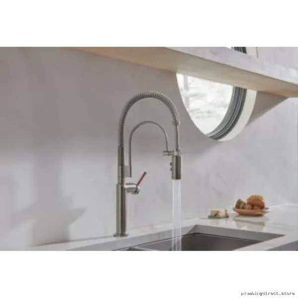 Brizo Odin 63375LF-SLLHP Luxe Steel Faucet: Spring Pulldown Spray, Fewer Handles