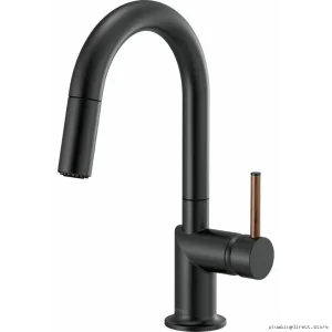 Brizo Odin Matte Black Faucet Arc Spout Pulldown Spray No Handle 63975LF-BLLHP