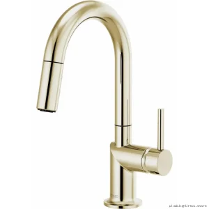 Brizo Odin Prep Faucet: Arc Spout, Pulldown Spray, Polished Nickel, No Handle