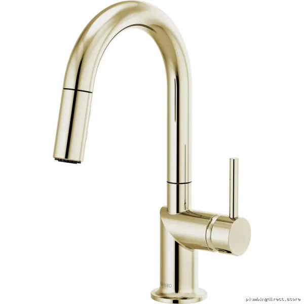 Brizo Odin Prep Faucet: Arc Spout, Pulldown Spray, Polished Nickel, No Handle