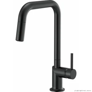 Odin Square Spout Kitchen Faucet with Pull-Down Spray - Handleless Matte Black Design (63065LF-BLLHP) by Brizo
