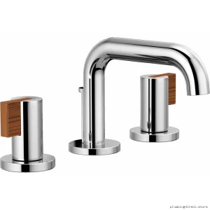 Brizo HL5332-PCTK-NM Lever Handle Set - Polished Chrome & Teak Wood Wide Spacing Bathroom Hardware
