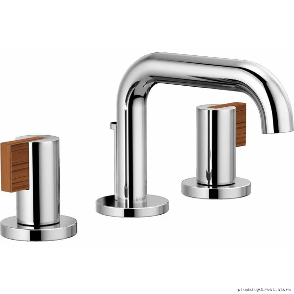 Brizo HL5332-PCTK-NM Lever Handle Set - Polished Chrome & Teak Wood Wide Spacing Bathroom Hardware