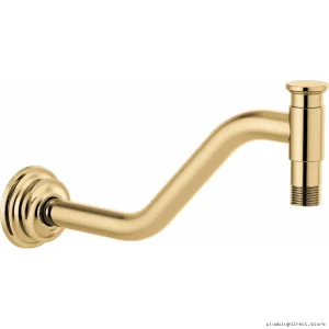 Brizo Polished Gold Angled Shower Arm with Flange - 11 Inch RP100325PG