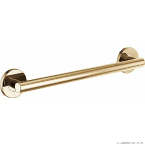 Brizo 18-Inch Euro Round Grab Bar in Polished Gold for Bathroom Safety