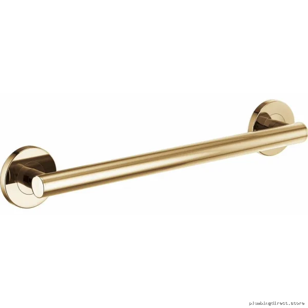 Brizo 18-Inch Euro Round Grab Bar in Polished Gold for Bathroom Safety