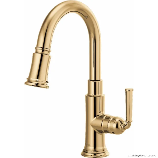 Brizo Polished Gold Pull-Down Kitchen Faucet with Bar/Prep Spray 63974LF-PG