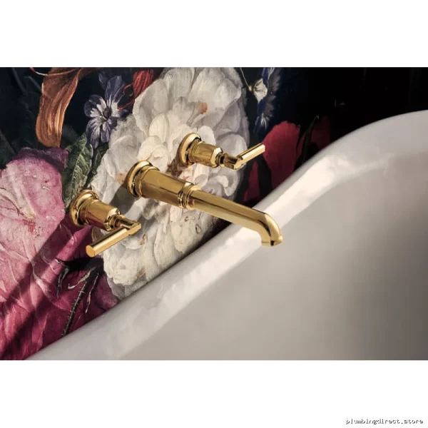 Wall Mount Lever Handle Kit Polished Gold Bathroom Faucet Handle Set Brizo