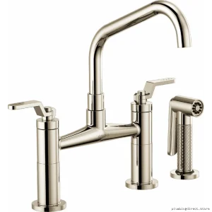 Brizo Polished Nickel Bridge Faucet with Angled Spout Industrial Design