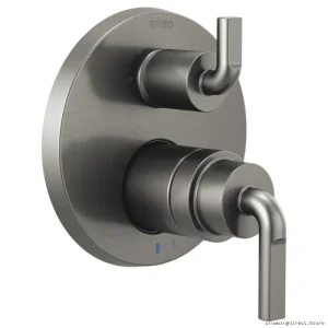 Litze Pressure Balance Valve Trim 3-Function Integrated Diverter Compact Handles Luxe Steel T75P535-SLLHP Brizo