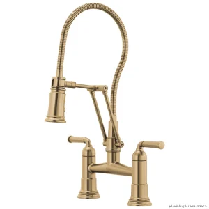 Brizo Rook Articulating Bridge Faucet – Finished Hose in Luxe Gold