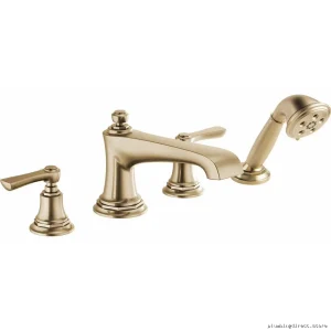 Luxury Gold Roman Bath Faucet Handles Kit | Brizo Rook Pair