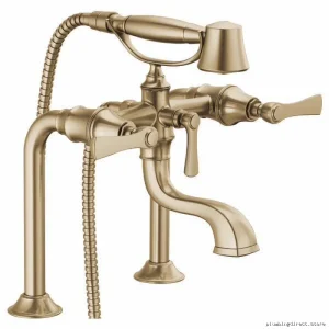 Brizo Rook Luxury Tub Filler Trim Kit Lever Handles Brilliant LUXE GOLD
