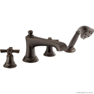 Brizo Rook Roman Modern Single Handle Tub & Shower Kit in Venetian Bronze