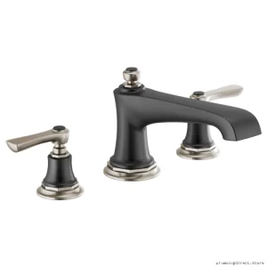 Brizo Rook Roman Tub Faucet Trim in Luxe Nickel/Matte Black, No Handles T67360