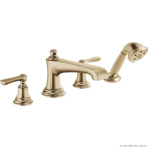 Brizo Rook Modern Single Handle Roman Tub Faucet Kit - Luxe Gold Finish T67460-GLLHP