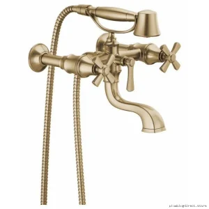 Brizo Rook T70361-GL Tub Filler Trim Kit - Modern Cross Handle Design in Luxe Gold