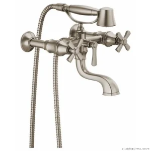 Brizo Rook Two-Handle Tub Filler Trim Kit – Modern Design in Luxe Nickel & Cross Handles