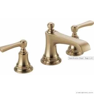Brizo Rook Widespread Bathroom Faucet 1.2 GPM Low-Flow, Brilliance Luxe Gold Finish