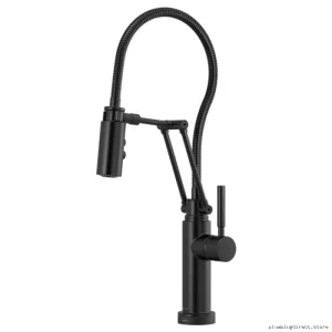 Brizo SmartTouch Articulating Kitchen Faucet with Pulldown Spray & Finished Hose - Matte Black 64121LF-BL