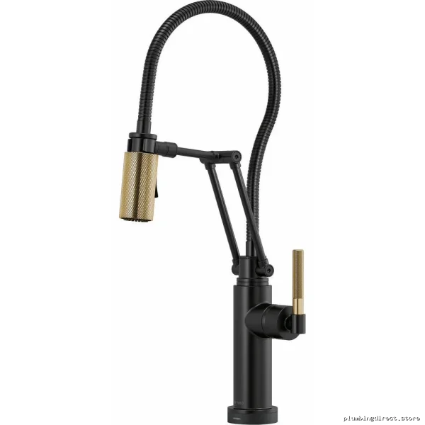 Brizo SmartTouch Matte Black Kitchen Faucet with Luxe Gold Accents