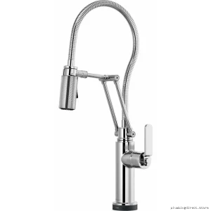 Brizo Chrome 64144LF-PC SmartTouch Kitchen Faucet with Articulating Arm & Industrial Handle