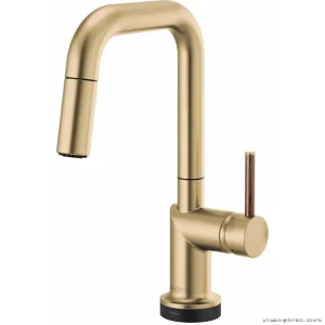 Brizo Odin SmartTouch Square Faucet: Pulldown Spray, Luxe Gold, No Handle 64965LF