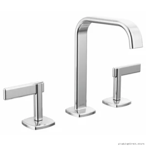 Brizo Allaria Widespread Bathroom Faucet - Square Spout, 1.2 GPM Low-Flow, Single-Handle Design | Chrome 65368LF-PCLHP-ECO