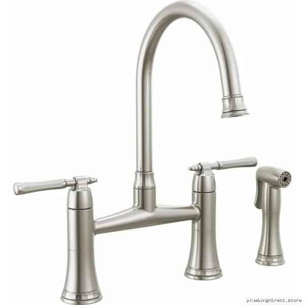 Brilliance Stainless Steel Tulham Bridge Kitchen Faucet with Side Spray - Model 62558LF-SS Brizo