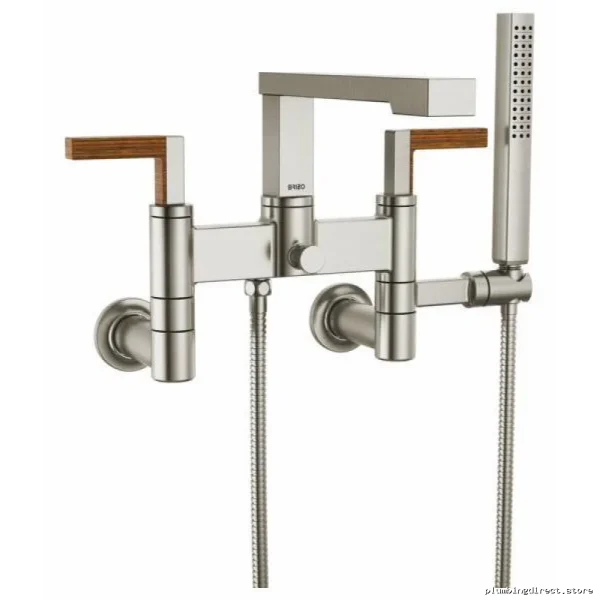 Brizo T70322-NKTK Luxe Nickel/Teak 2-Handle Tub Filler Trim Kit Lever Handles