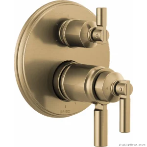 Brizo T75676-GL Luxe Gold Thermostatic Shower Valve Trim with 6-Function Diverter