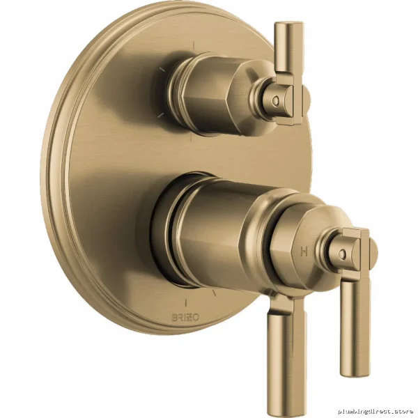 Brizo T75676-GL Luxe Gold Thermostatic Shower Valve Trim with 6-Function Diverter