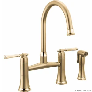 Brizo 62558LF-GLPG Tulham Bridge Kitchen Faucet - Side Spray & Luxe/Polished Gold Finish