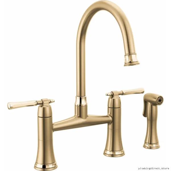 Brizo 62558LF-GLPG Tulham Bridge Kitchen Faucet - Side Spray & Luxe/Polished Gold Finish