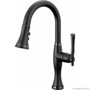 Brizo Tulham Matte Black Faucet with Pulldown Spray - Black Onyx Finish 63958LF-BLBNX