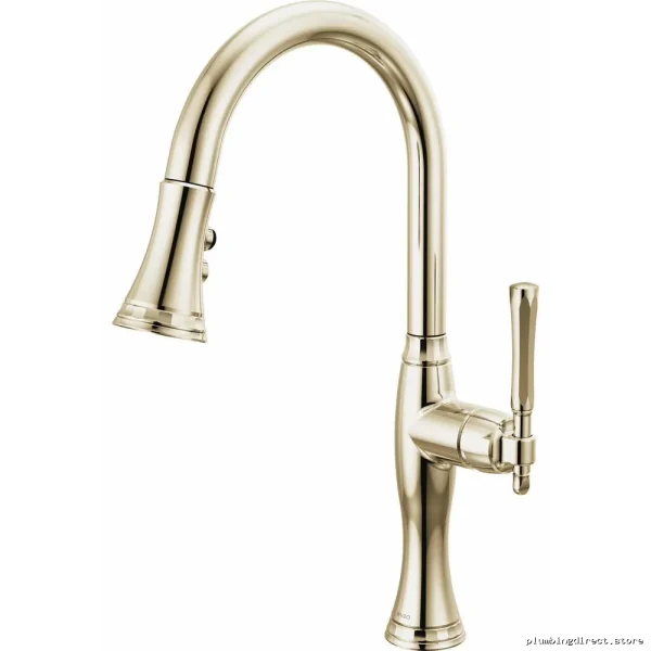 Polished Nickel Brizo Tulham Kitchen Faucet with Pull-Down Spray - Modern Design 63058LF-PN