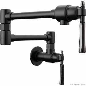 Tulham Wall Mount Kitchen Pot Filler - Matte Black & Brilliance Black Onyx 62858LF-BLBNX Brizo