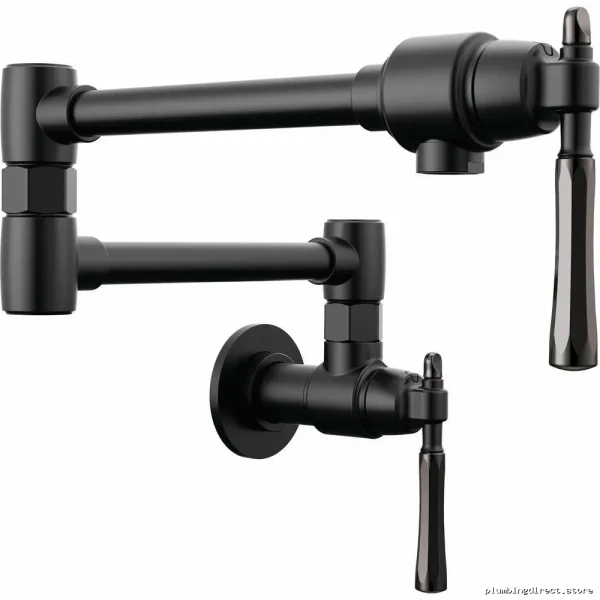 Tulham Wall Mount Kitchen Pot Filler - Matte Black & Brilliance Black Onyx 62858LF-BLBNX Brizo