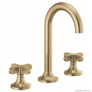 Brizo Widespread Bathroom Faucet Trim - Low Flow 1.2 GPM, Fewer Handles, Brilliance Luxe Gold Finish