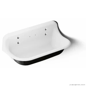 Brockway Modern White Wall-Mounted Bathroom Sink Two Faucet Cutouts Model #Kohler_...