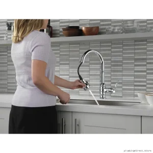 Broderick 9190-DST Delta Kitchen Faucet with Pull-Down Spray in Chrome Finish
