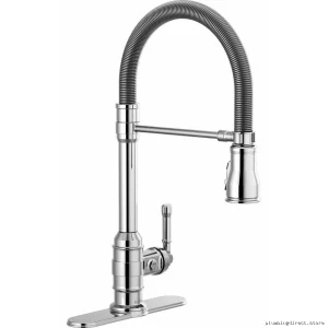 Pull-Down Kitchen Faucet with Spring Action Spray | Broderick Pro Arctic Stainless Model DST Delta