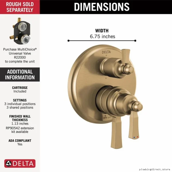 Dorval MonitSry Valve Trims W/ Integ Diverted Settings | Bronz Finish | Model - Image 2