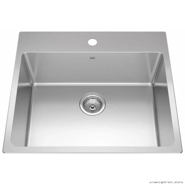 Brookmore Stainless Steel Single Bowl Undermount Kitchen Sink - Kindred Finish & Single Hole Drain | 25-inch - Image 2