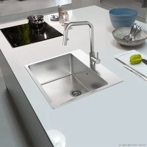 Brookmore Stainless Steel Single Bowl Undermount Kitchen Sink - Kindred Finish & Single Hole Drain | 25-inch