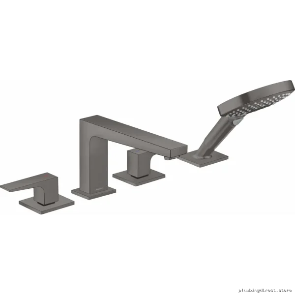 Roman Tub Filler 4-Hole Trim with Hand Shower - Brushed Black Chrome - Image 2