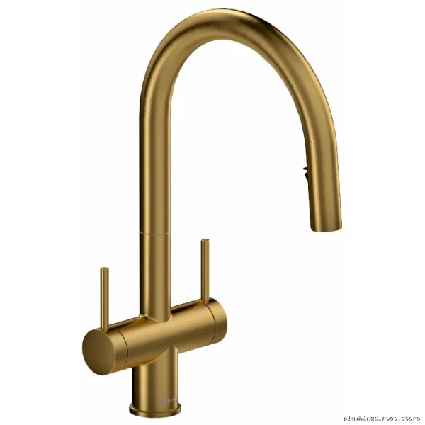 Brushed Gold 2-Handle Kitchen Faucet – Azure Pull-Down Spray Model AZ801BG RIOBEL