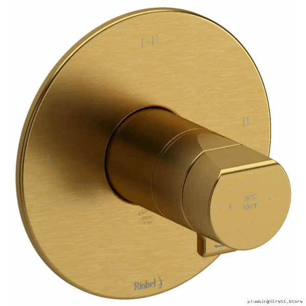 Parabola 3-in-1 Thermostatic Shower Valve Trim - Brushedo Gold TPB24BG RIOBEL