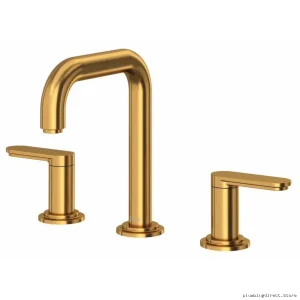 Brushed Gold Arca U-Spout Bathroom Faucet, Lever Handles, 1.2 GPM Water Flow RIOBEL
