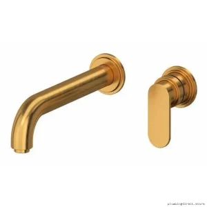 Brushed Gold Arca Wall Mount Bathroom Faucet 1.2 GPM Lever Handle